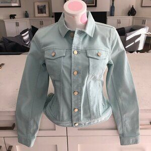 Talbots Casual Denim Jean Jacket w Metal Hardware in Soft Green Size XS NWT
